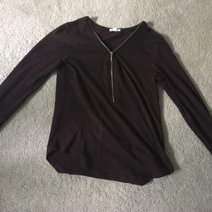 Maroon long sleeve v neck top